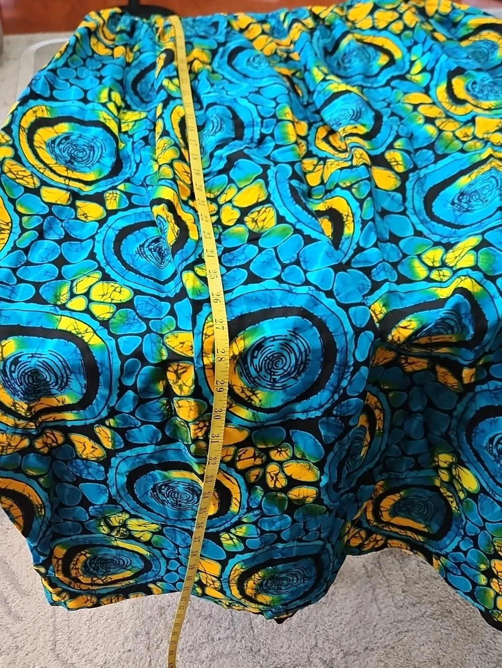 Veritable Block Prints Super Original Vibrant Blue & Yellow Patterned Maxi Skirt